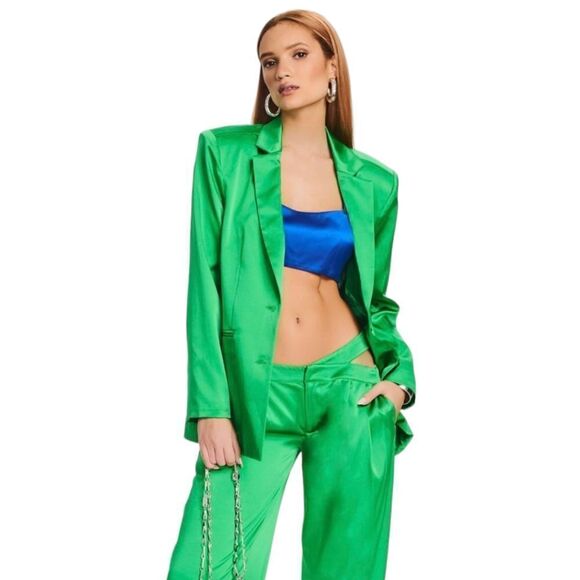 Ser.o.ya Silk Electric Green Motlee Street-to-Event Blazer‎ Sz S NWOT - Picture 14 of 14